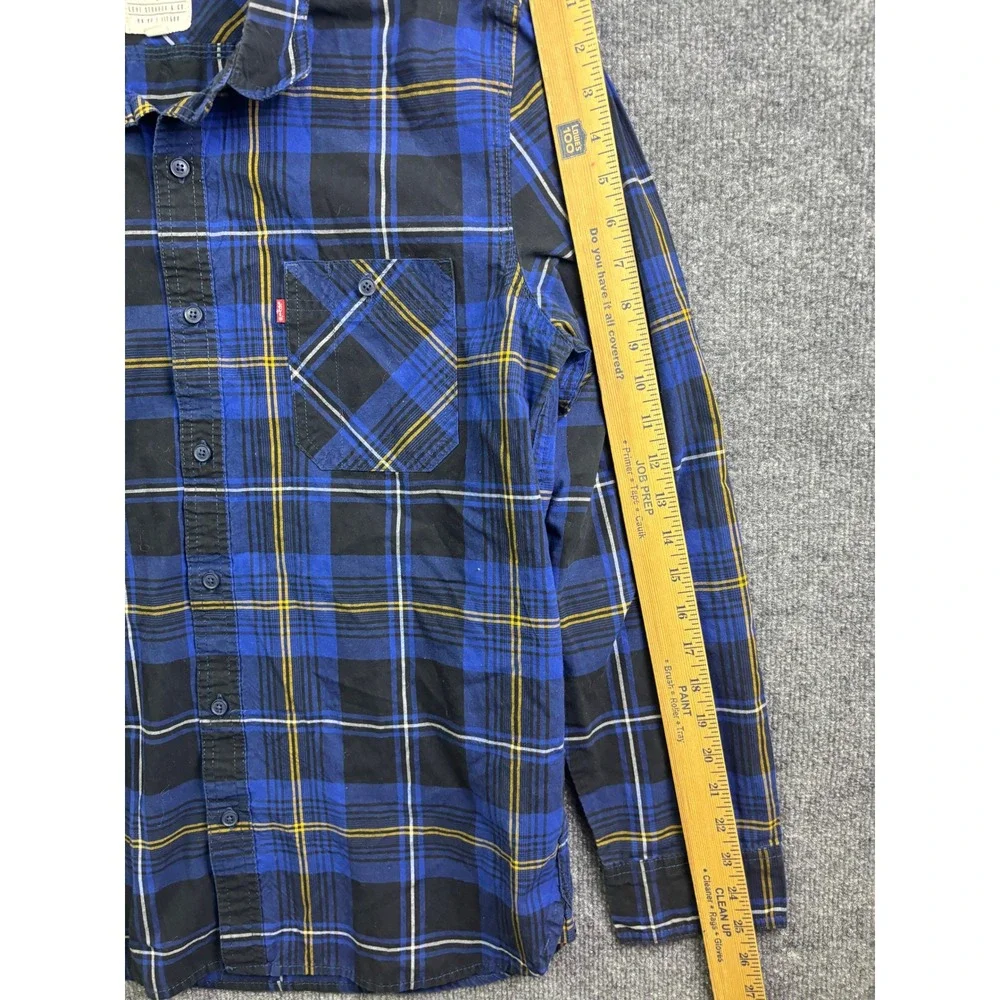 Levi's Button Up Shirt Mens Large Blue Plaid Long‎ Sleeve Pockets 3LGLW1569